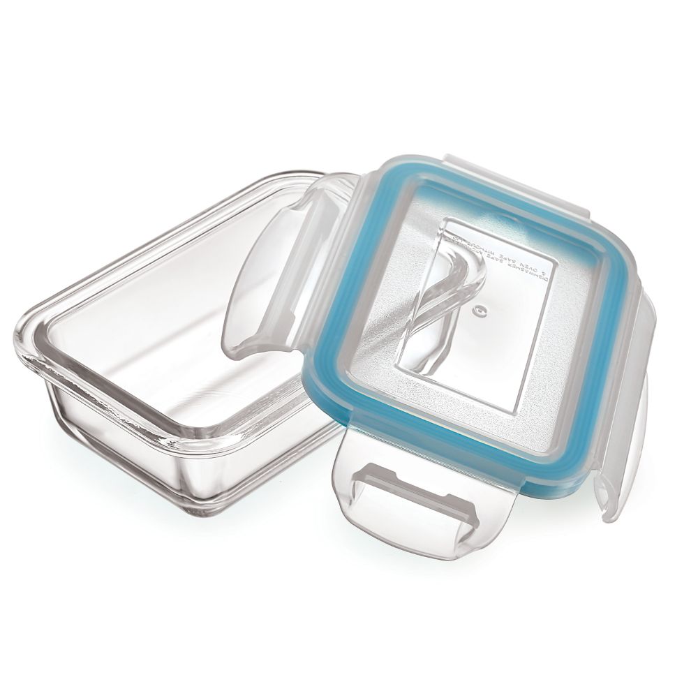 HAZEL Borosilicate Glass Rectangle Airtight & Leaf Proof Container 180 ml