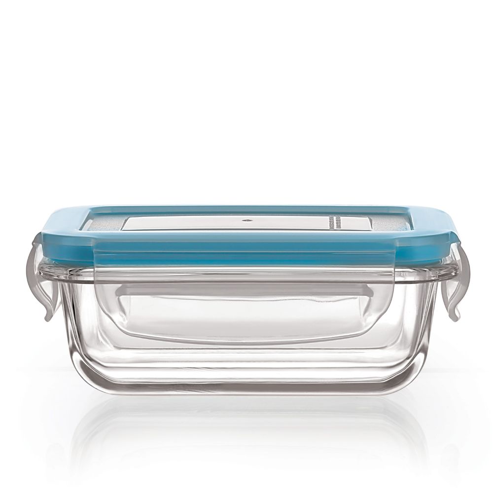 HAZEL Borosilicate Glass Rectangle Airtight & Leaf Proof Container 180 ml