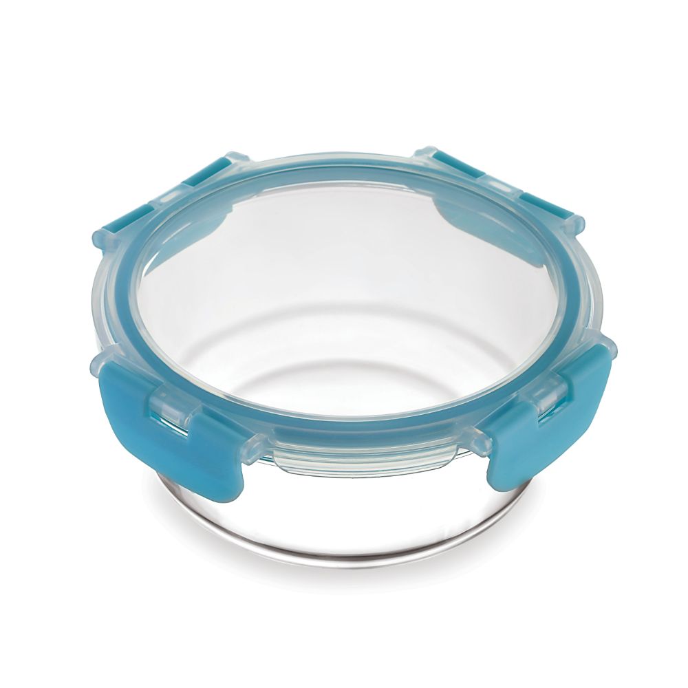 HAZEL Borosilicate Glass Round Airtight & Leaf Proof Container 400 ml