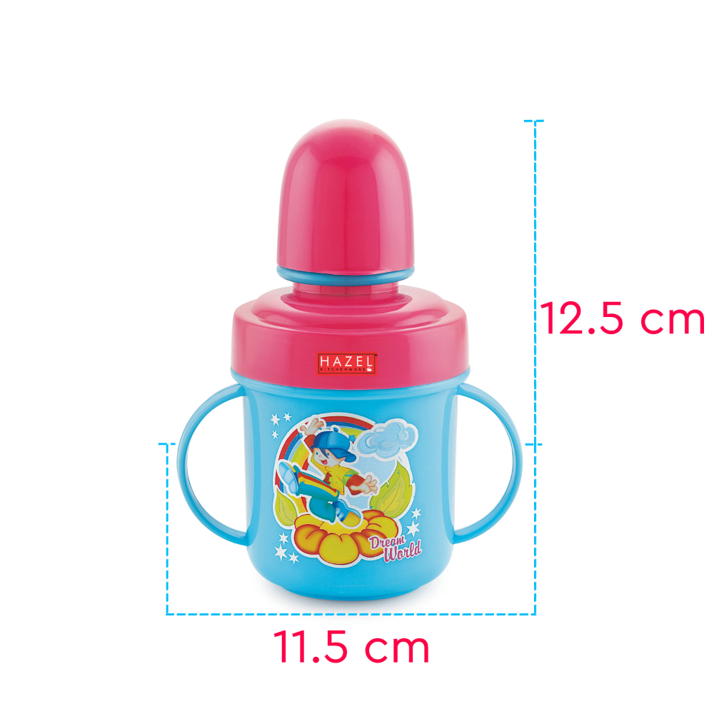 HAZEL Leak Proof Inner Stainless Steel Water Bottle For Kids | Air Tight Bottle For Kids | Small Kids Food Grade Sipper Bottle with Multi Layered Lid, 240 ML, Pink and Sky Blue