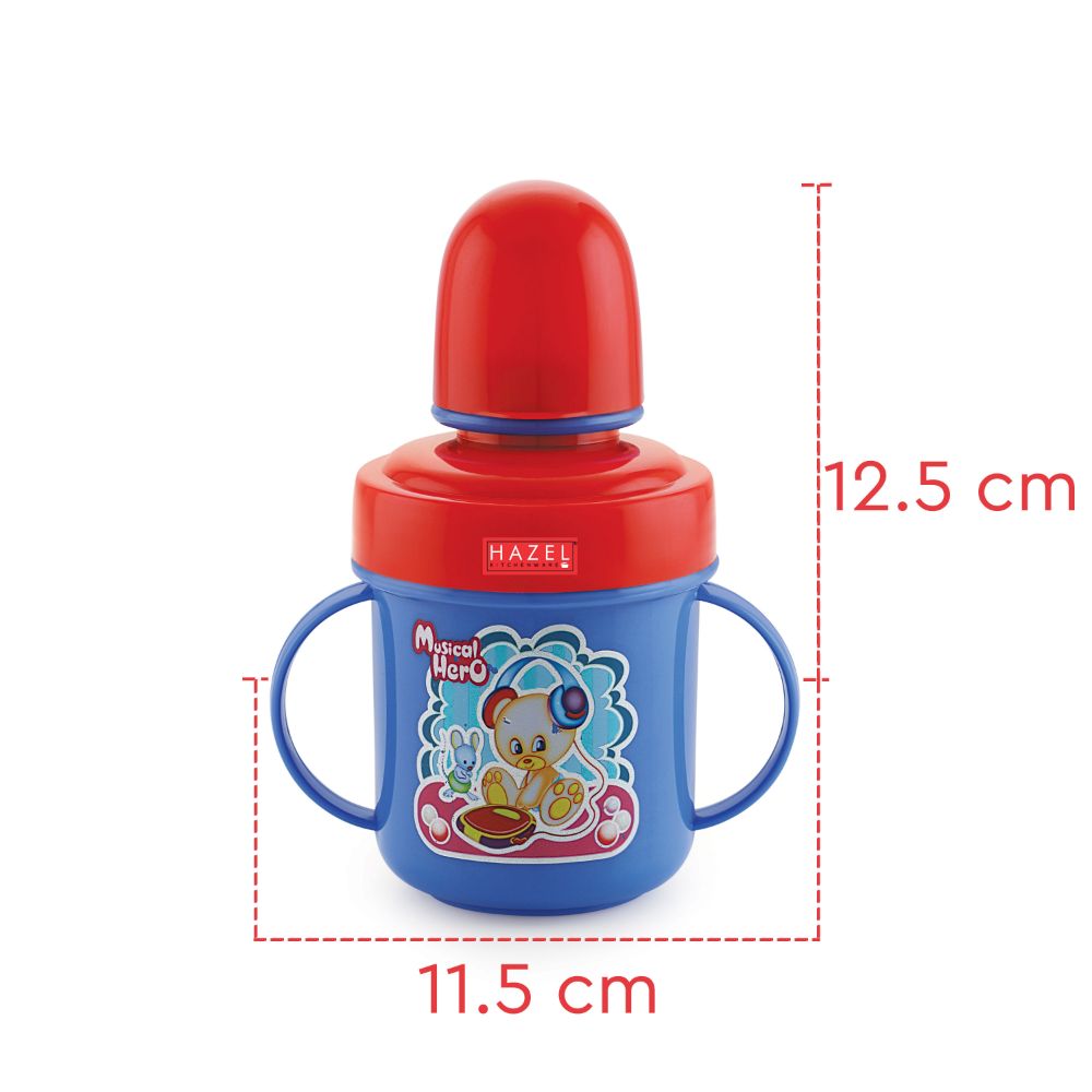 HAZEL Leak Proof Inner Stainless Steel Water Bottle for School Kids | Multi Lid Plastic Sipper Bottle For School Children | Small Kids BPA Free Bottle, 240 ML, Red and Blue