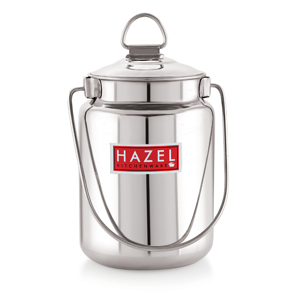 HAZEL Stainless Steel Plain Barani, Milk, Ghee, Oil Multipurpose Container, 3 Ltr, Silver