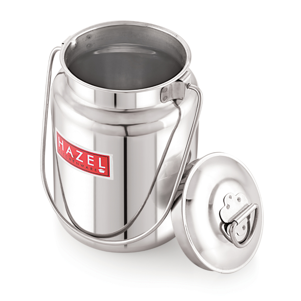 HAZEL Stainless Steel Plain Barani, Milk, Ghee, Oil Multipurpose Container, 3 Ltr, Silver