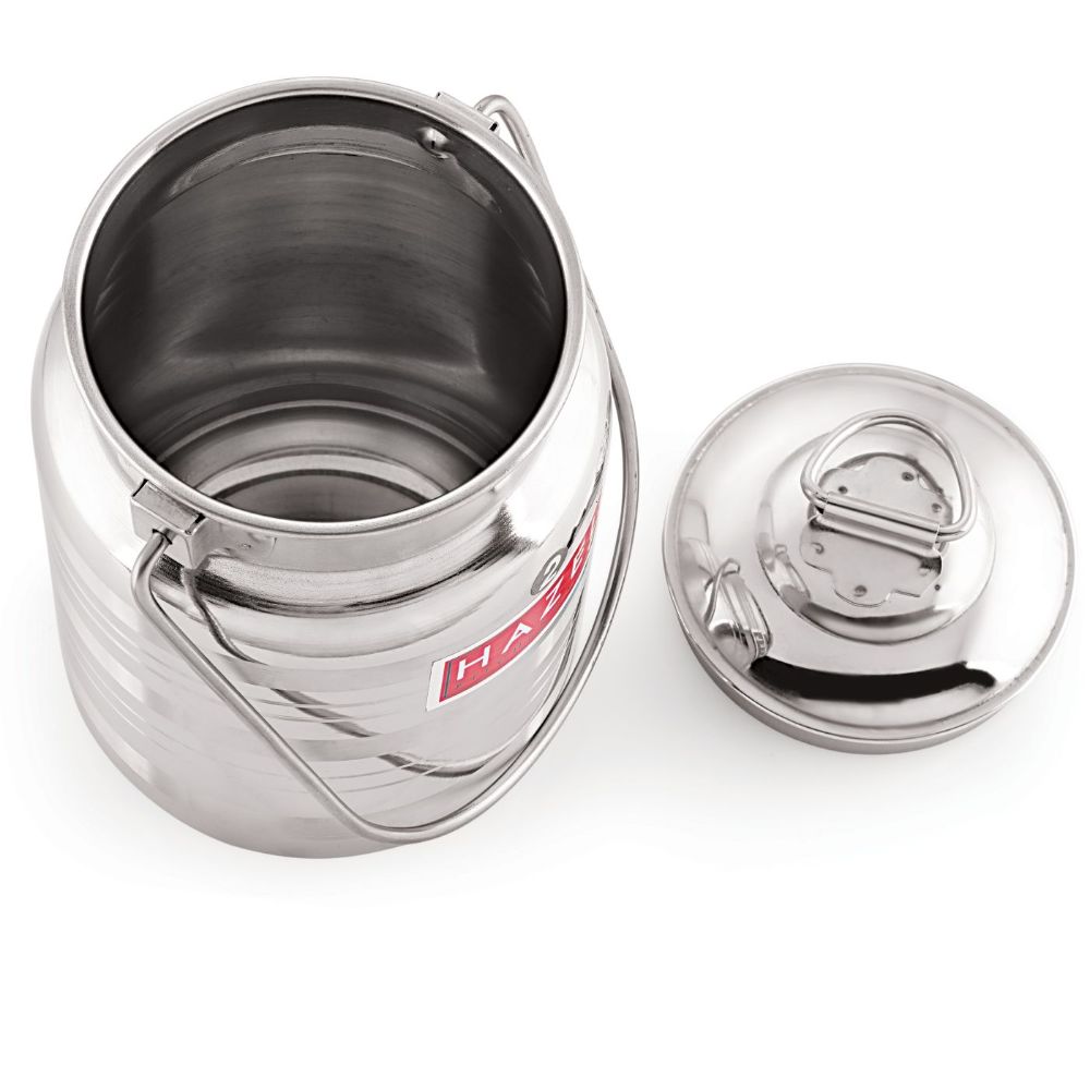 HAZEL Stainless Steel Designer Barani, Milk, Ghee, Oil Multipurpose Container, 3 Ltr, Silver