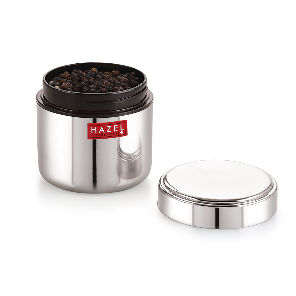 HAZEL Stainless Steel Mini Container Heavy Gauge Premium Airtight Dabbi Dabba Set of 1, 650 ML, Silver