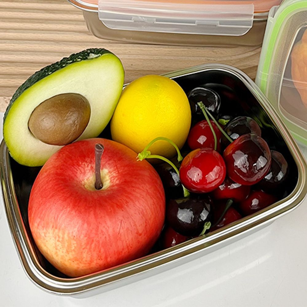 HAZEL Stainless Steel Lunch Box | Airtight Container Leak Proof Tiffin Box | Microwave Safe Containers | Rectangle Food Storage Container For Kitchen Airtight Dabba, 550 ML, Silver