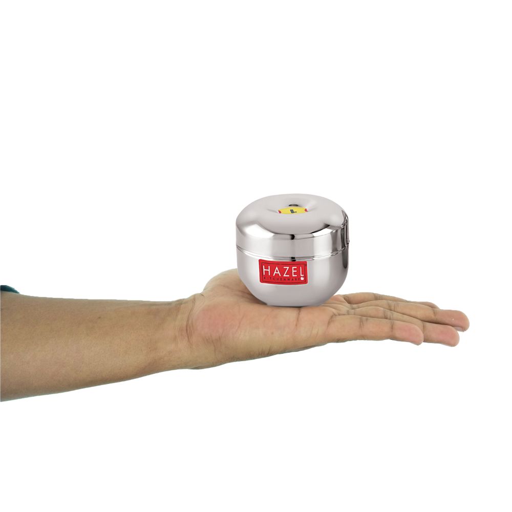 HAZEL Stainless Steel Kitchen Storage Containers Set of 1 | Air Tight Containers for Storage | Apple Shape Steel Container with Mirror Finish, 200 ML