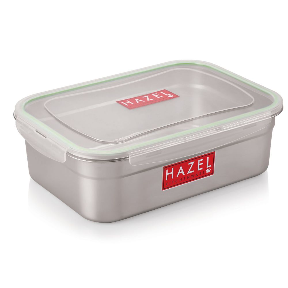 HAZEL Stainless Steel Containers for Storage with Transparent Lid | Microwave Safe Containers | Airtight Steel Containers for Kitchen | Leakproof Microwave Containers for Kitchen Storage, 11000 ML