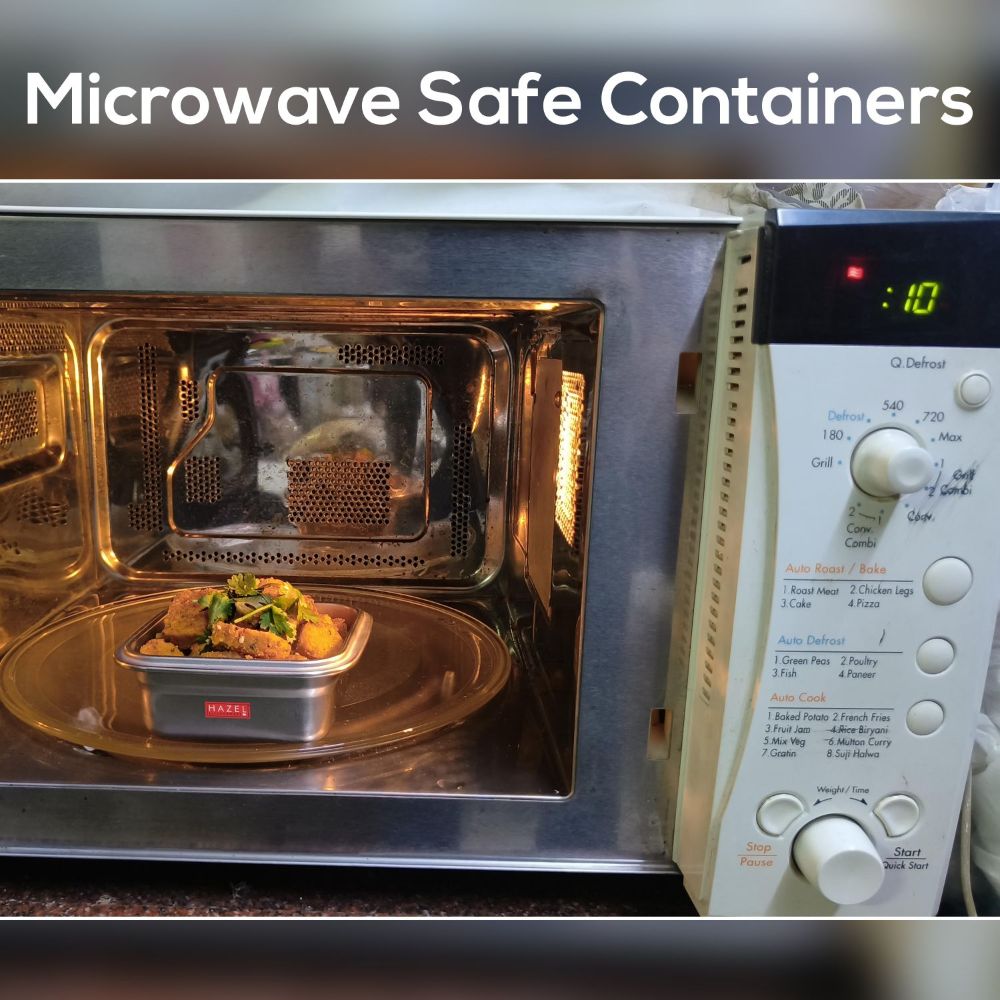HAZEL Stainless Steel Containers for Storage with Transparent Lid | Microwave Safe Containers | Airtight Steel Containers for Kitchen | Leakproof Microwave Containers for Kitchen Storage, 11000 ML