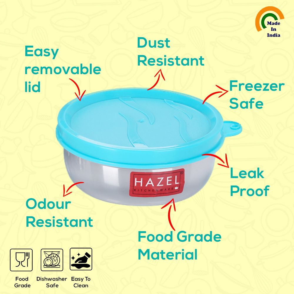 HAZEL Stainless Steel Air Tight Containers for Storage & Tiffin Box | Lunch Box with Leakproof Lid, 150 ml