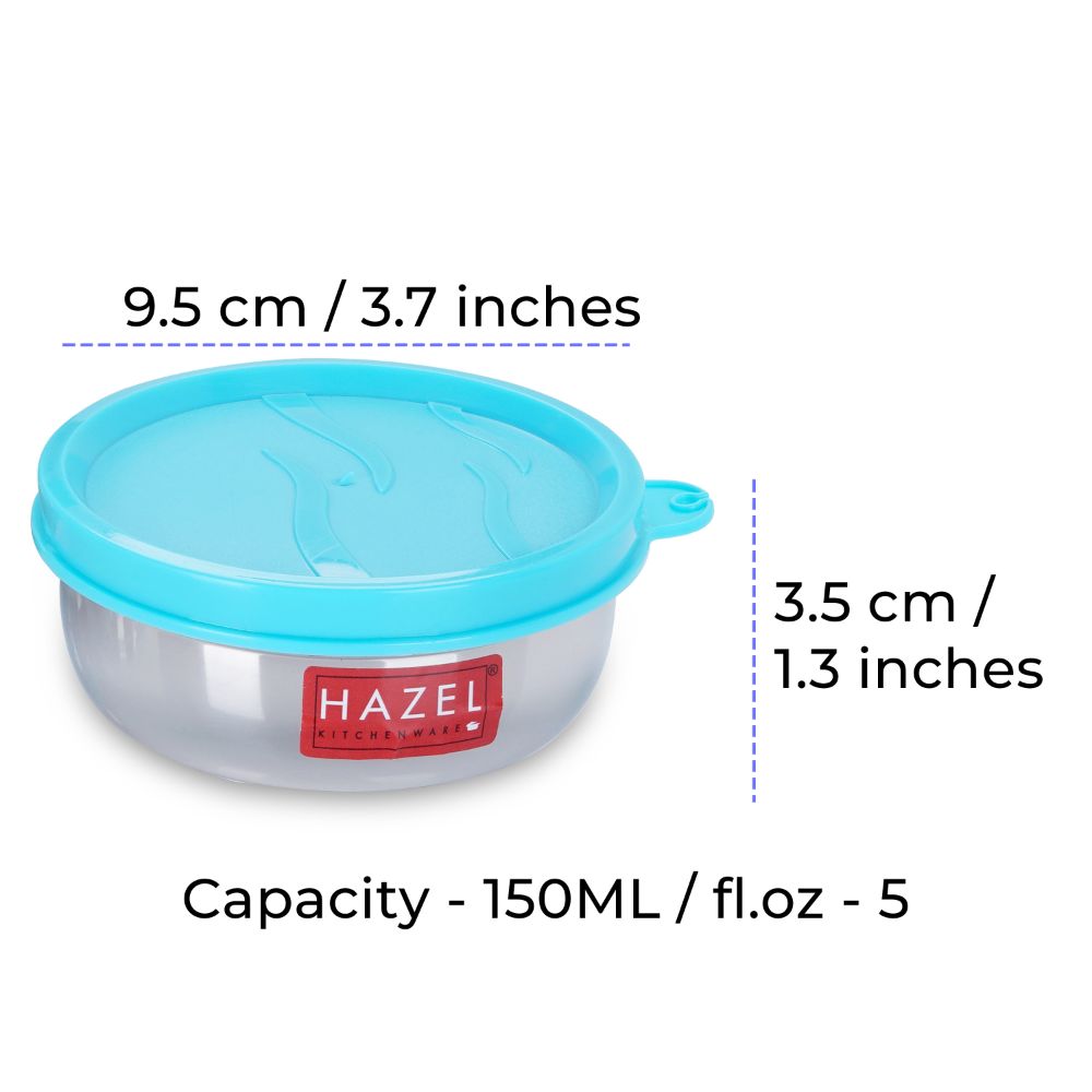 HAZEL Stainless Steel Air Tight Containers for Storage & Tiffin Box | Lunch Box with Leakproof Lid, 150 ml