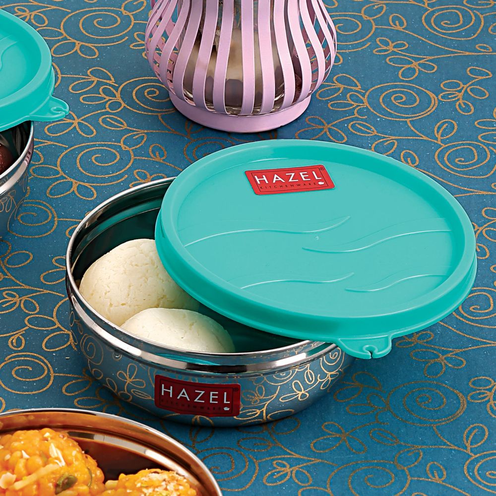 HAZEL Stainless Steel Air Tight Containers for Storage & Tiffin Box | Lunch Box with Leakproof Lid, 300 ml