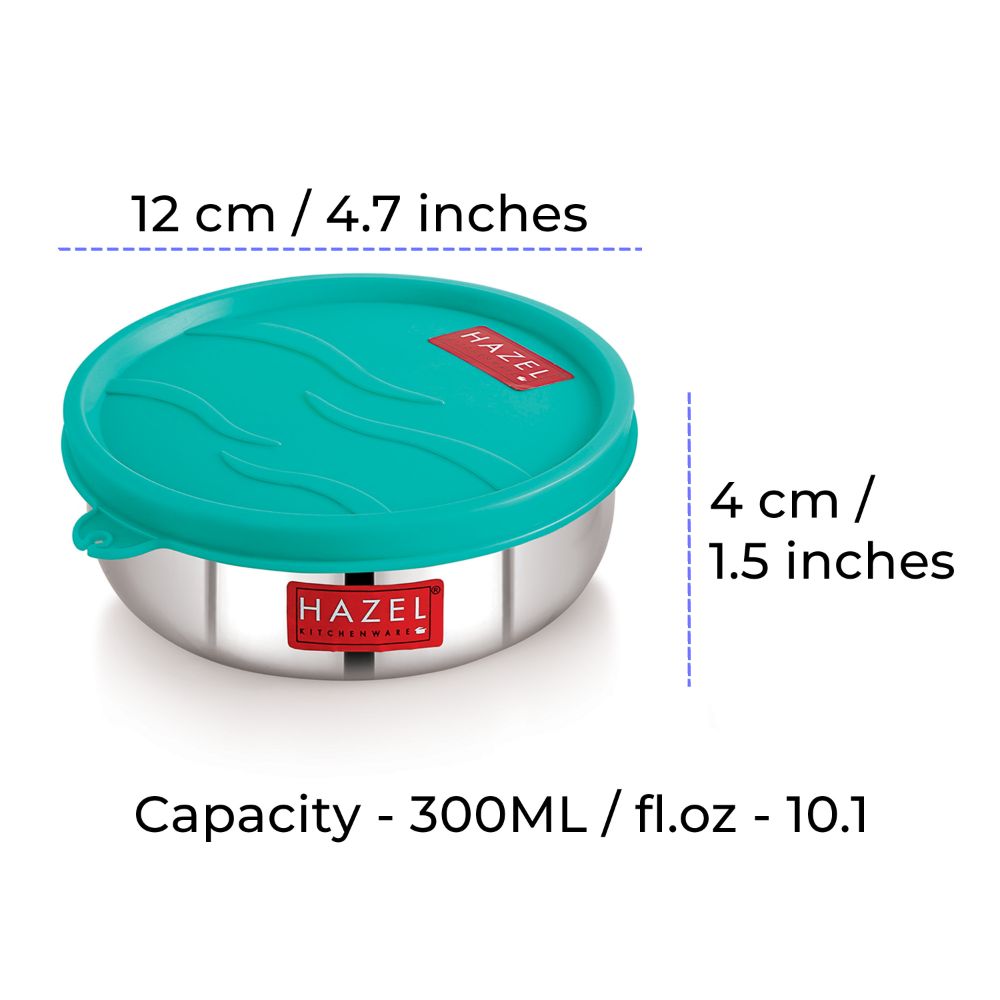 HAZEL Stainless Steel Air Tight Containers for Storage & Tiffin Box | Lunch Box with Leakproof Lid, 300 ml