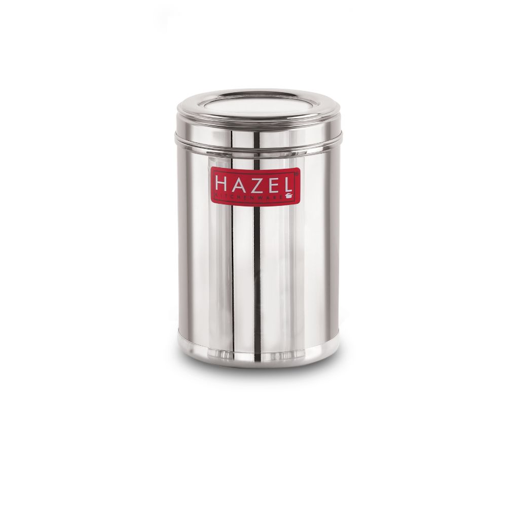 HAZEL Stainless Steel Kitchen Container with Transparent Lid | Top See Through Kitchen Container Set with Matt Finish | Multipurpose Container for Kitchen Storage, 1600 ML