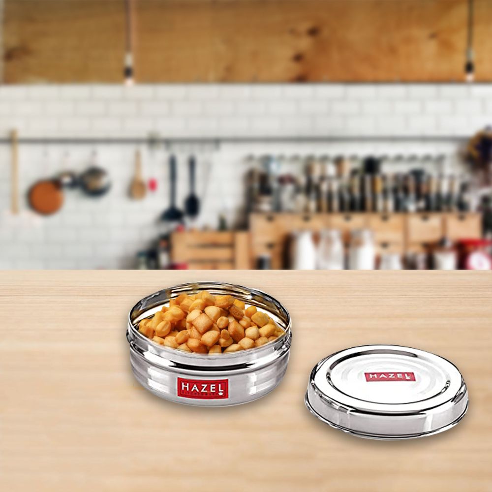 HAZEL Storage Box For Kitchen | Steel Container for Kitchen Storage | Round Container For Kitchen Storage| Steel Dabba of Capacity 750 ml