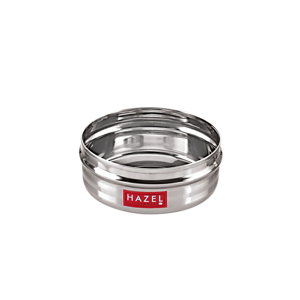 HAZEL Small Stainless Steel Container | Round Container For Kitchen | Container For Kitchen Storage| Small Steel Dabba of Capacity 550 ml