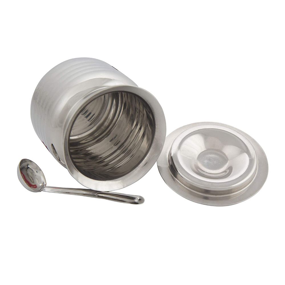 HAZEL Stainless Steel Supreme Hammered Finish Oil Ghee Pot, 400 ml, Silver