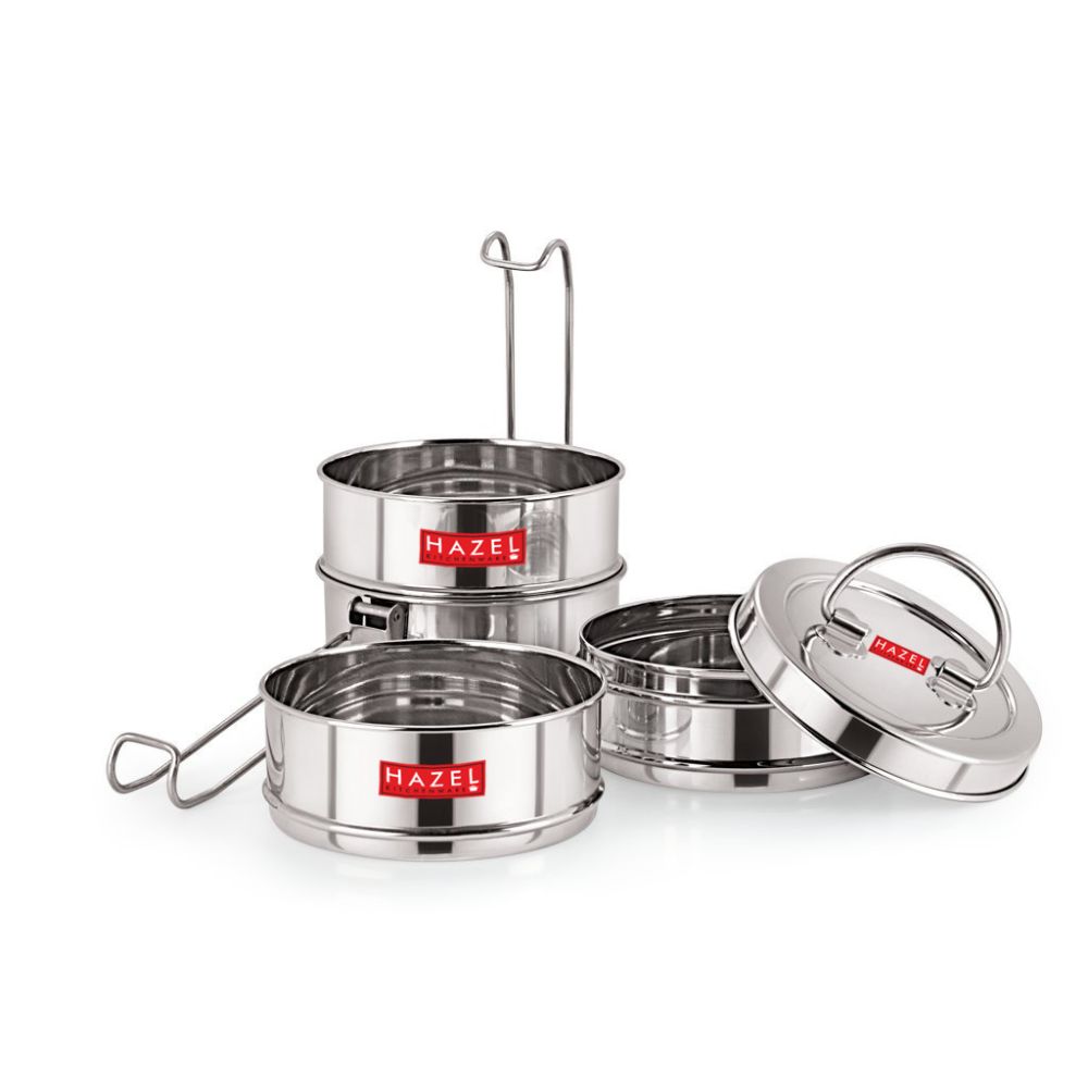 HAZEL Stainless Steel Lunch Box With 3 Containers | Tiffin Box for Office With Airtight lid