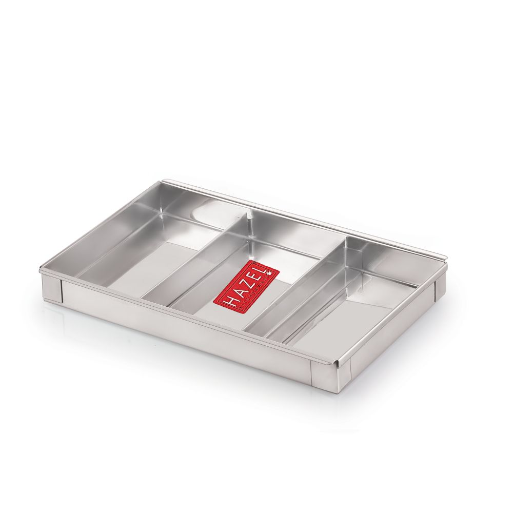 HAZEL Stainless Steel Cash Box for Shop Counter Drawer | Locking Metal Box for Cash with 4 Compartments for Adults, Large
