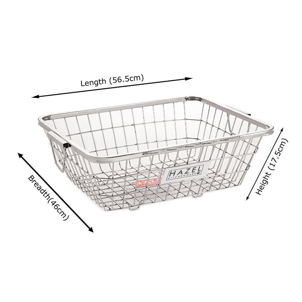 HAZEL Stainless Steel Dish Drainer Bowl Bartan Basket Utensil Drying Rack Square Large Stand for Kitchen