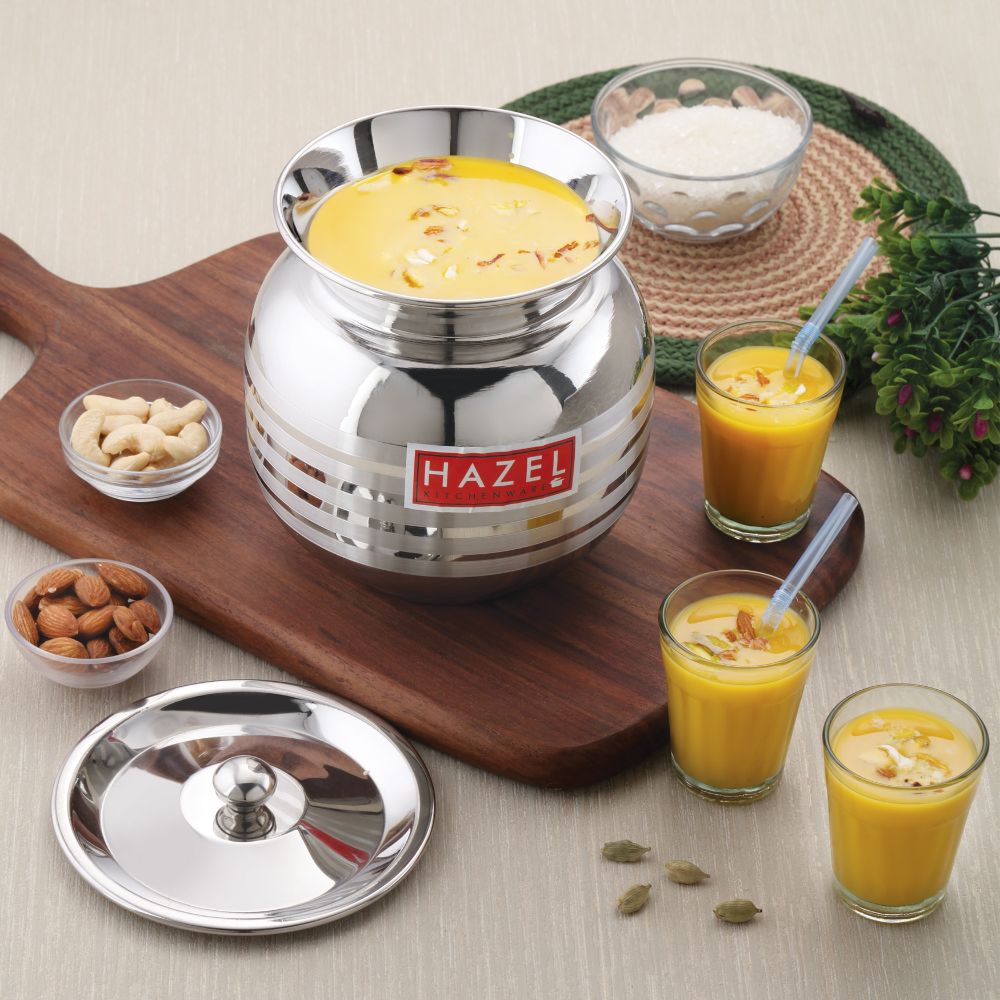 HAZEL Stainless Steel Lota with Lid | Lota for Lassi, Milk, Juice,