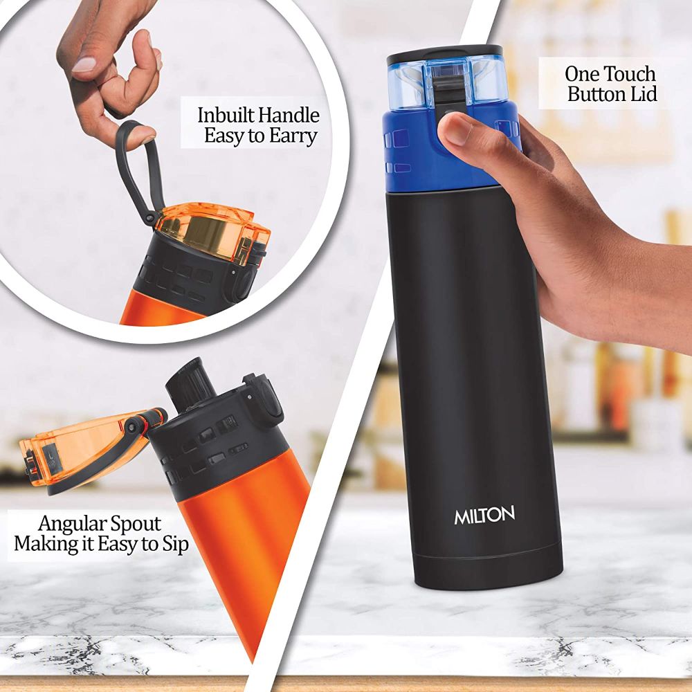 Milton Atlantis 400 Thermosteel Hot & Cold Tea Water Bottle 350 ml Black