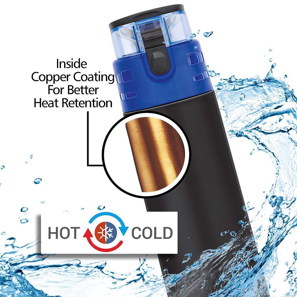 Milton Atlantis 400 Thermosteel Hot & Cold Tea Water Bottle 350 ml Black