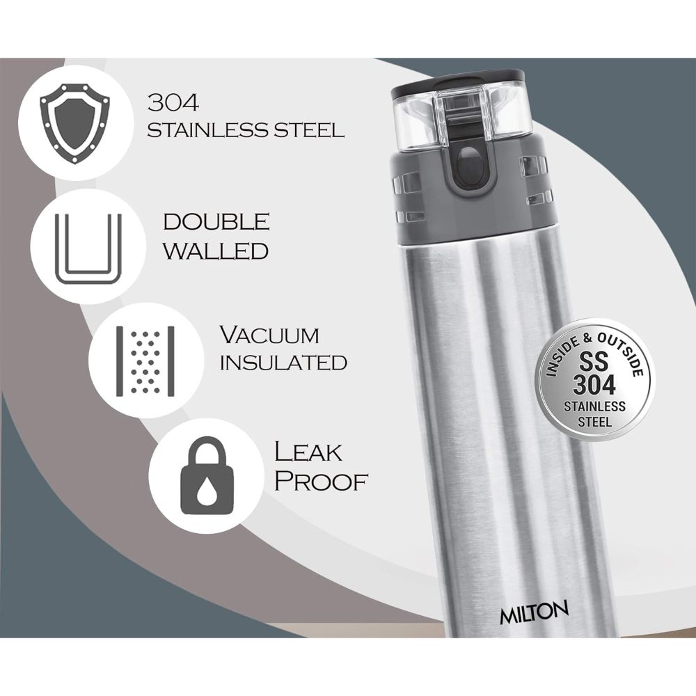 Milton Atlantis 900 Thermosteel Hot & Cold Tea Water Bottle 750 ml Silver
