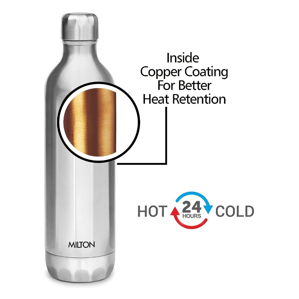 Milton BLISS 600 Thermosteel Vaccum Insulated Hot & Cold Water Bottle, 540 ml, Silver