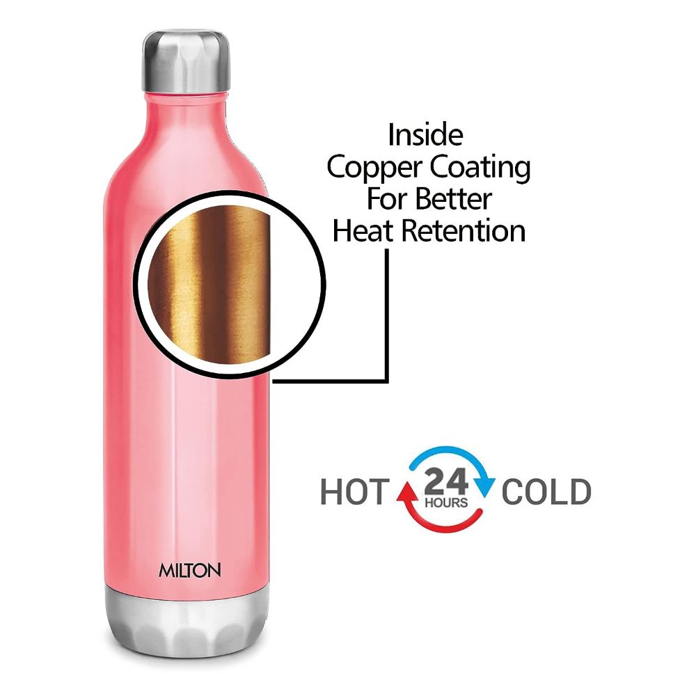 Milton BLISS 900 Thermosteel Vaccum Insulated Hot & Cold Water Bottle, 820 ml, Pink