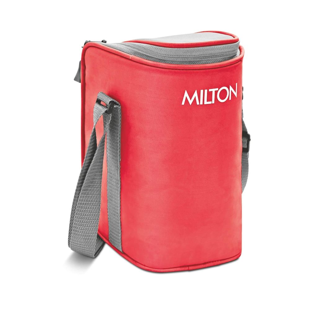 Milton Cube 4 Stainless Steel Tiffin Lunch Box, 300 ml each container, Red