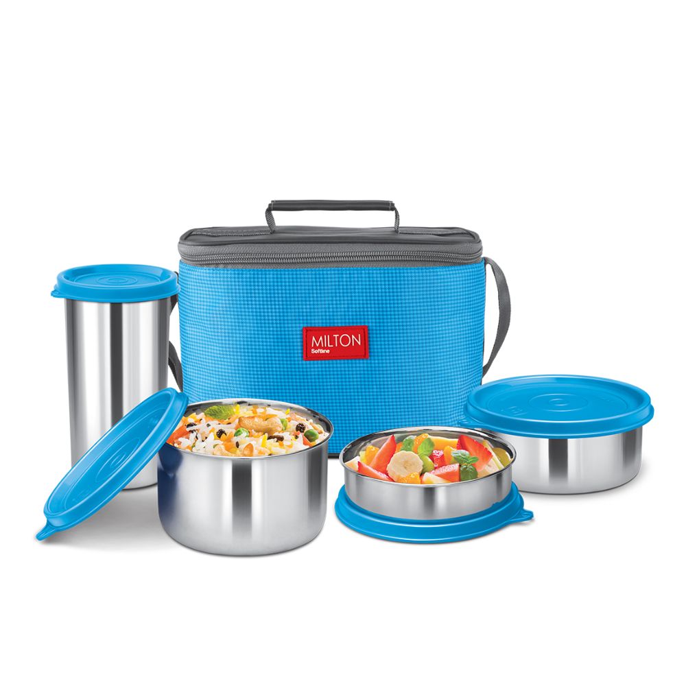 Milton DELICIOUS COMBO Stainless Steel Lunch Pack With Bag, Blue