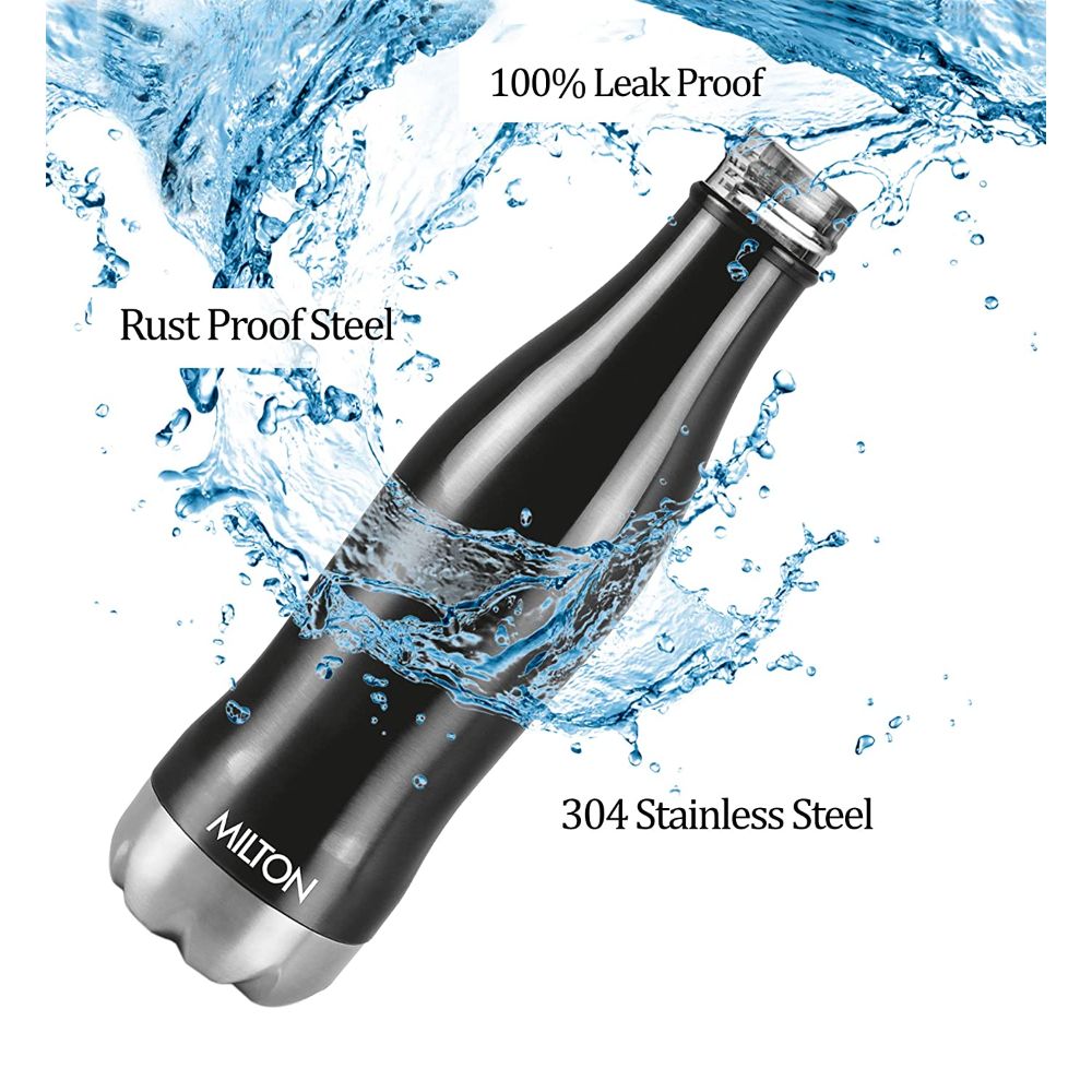 Milton Duke-1000 Thermosteel Hot and Cold Water Bottle, 920 ML, Black