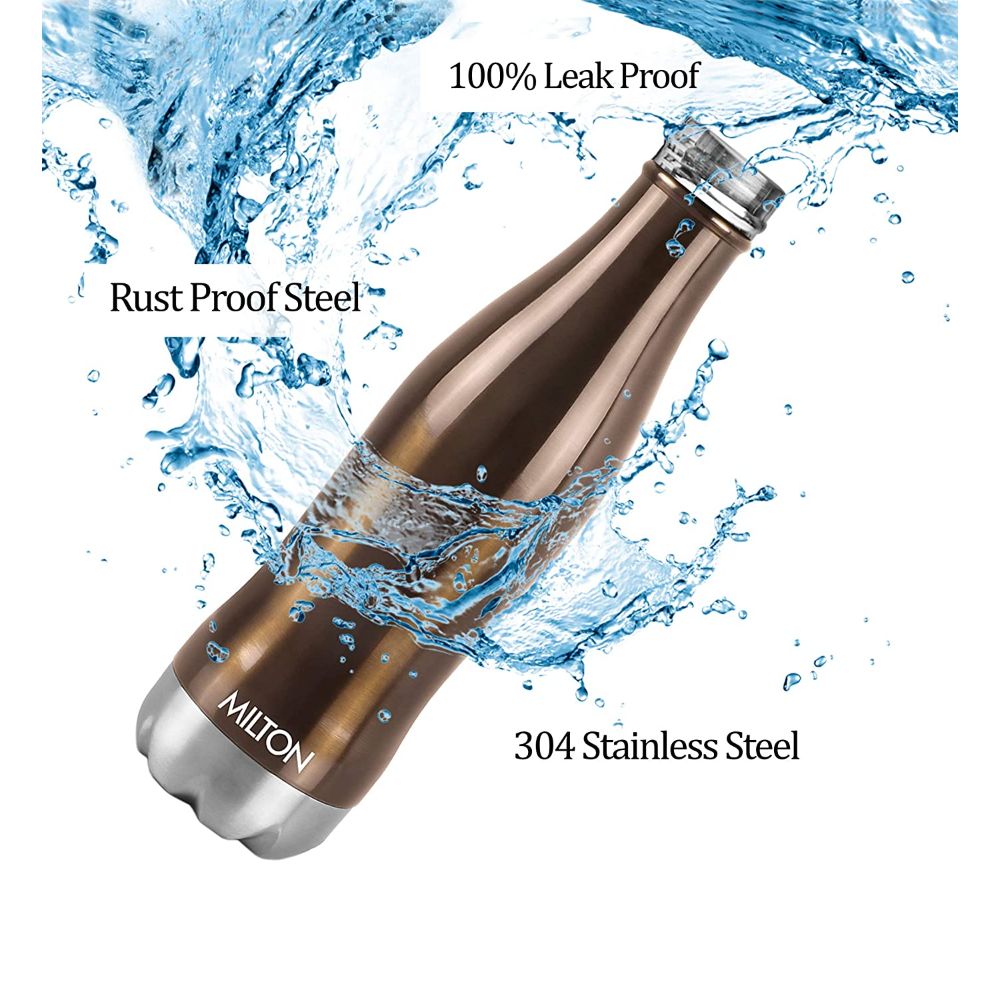 Milton Duke-750 Thermosteel Hot and Cold Water Bottle, 620 ML, Coffee Brown