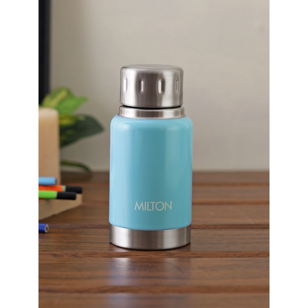 Milton Elfin 160 Thermosteel Hot & Cold Water Bottle, Light Blue, 160 ml