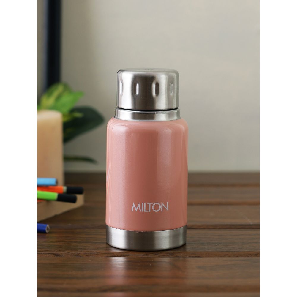 Milton Elfin 160 Thermosteel Hot & Cold Water Bottle, Peach, 160 ml