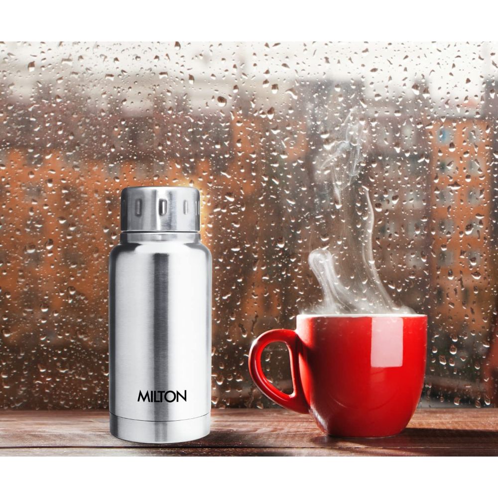 Milton Elfin 160 Thermosteel Hot & Cold Water Bottle, Silver, 160 ml