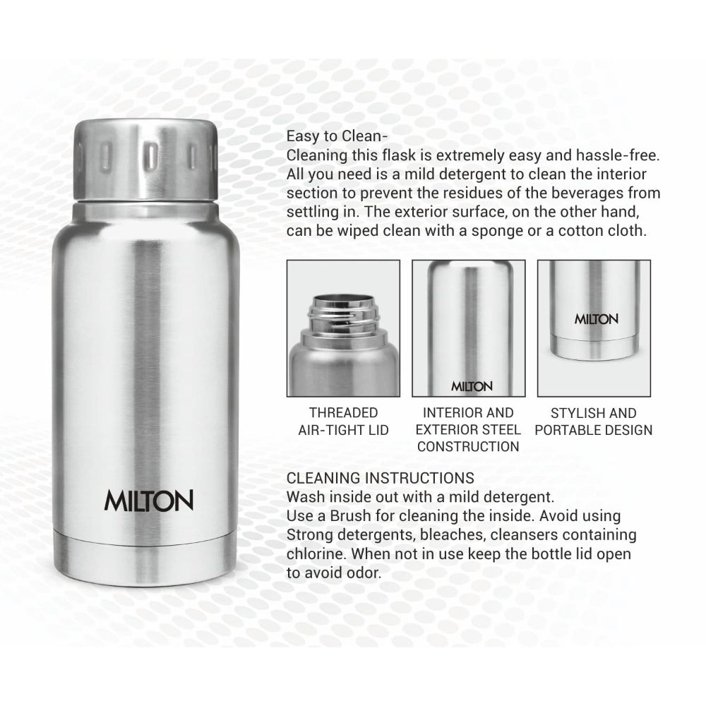 Milton Elfin 160 Thermosteel Hot & Cold Water Bottle, Silver, 160 ml