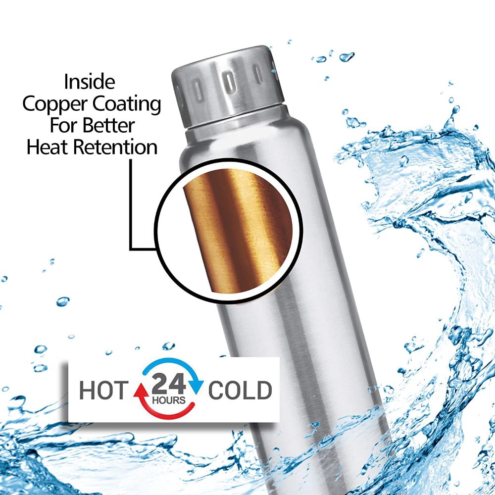 Milton Elfin 500 Thermosteel Hot & Cold Water Bottle, Silver, 500 ml