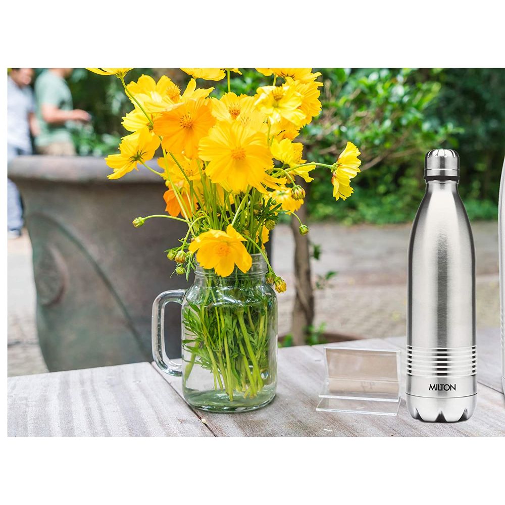 Milton Insulated Steel Bottles Thermosteel Duo 750 Dlx/ 700 ml, Steel Plain