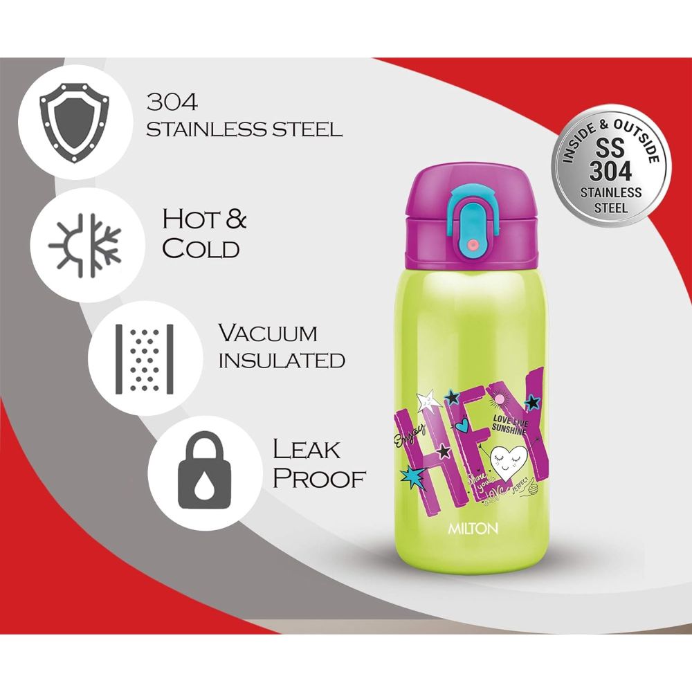 Milton Jolly-375 THERMOSTEEL WATER SIPPER BOTTLE GREEN, 300 ml