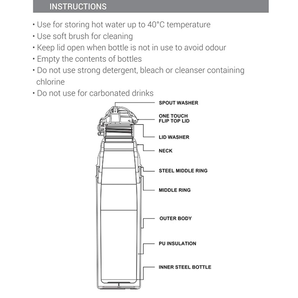 Milton KOOL STUNNER 900 Inner Steel Water Bottle for Kids, Red, 660 ml