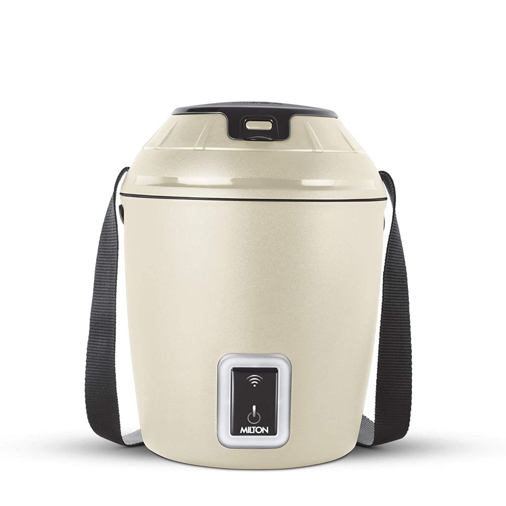 Milton Smart Electric App Enabled Tiffin, Set of 3, 300 ml Each, Beige | No Minimum Distance | Compatible with Alexa and Google Voice Assistants | Heat Scheduler | Heat from anywhere with App