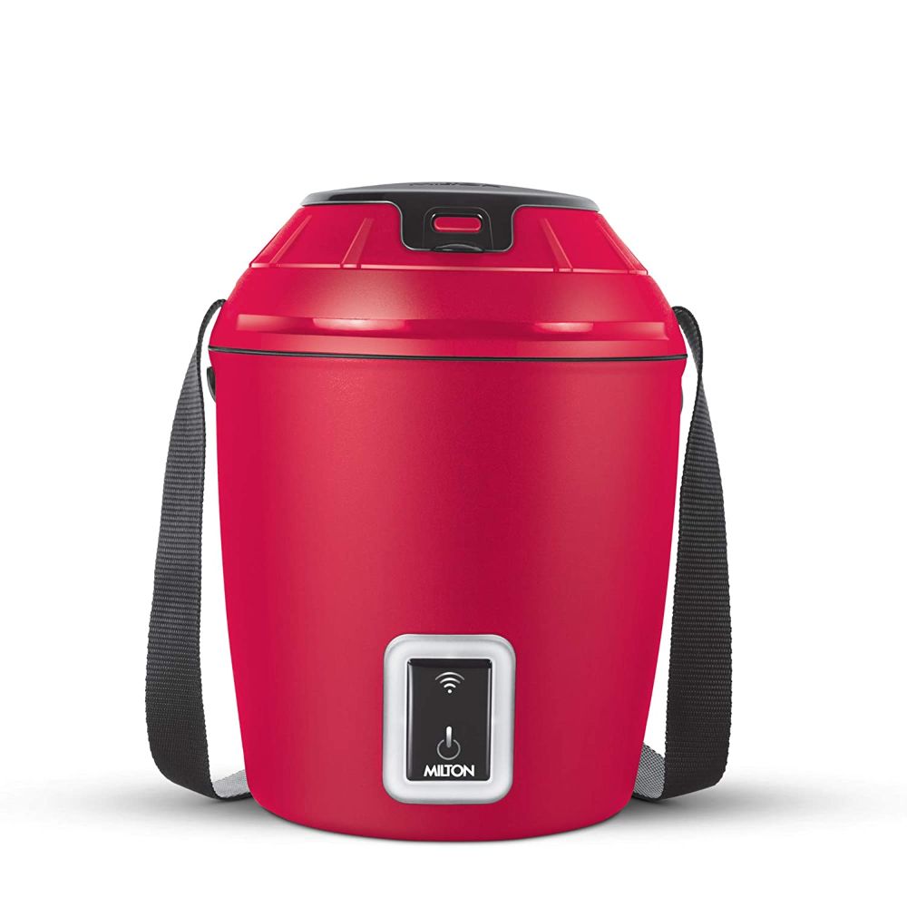 Milton Smart Electric App Enabled Tiffin Box With 3 Stainless Steel Containers, 300 ML Each, Maroon