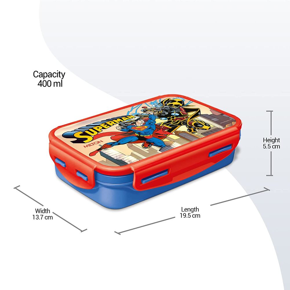 Milton Steely Prime Insulated Inner Stainless Steel Small Tiffin Box, 400 ml, with Inner Container, 80 ml and Spoon, Blue | Food Grade | Easy to Carry | Easy to Clean | Leak Proof | School Lunch Box