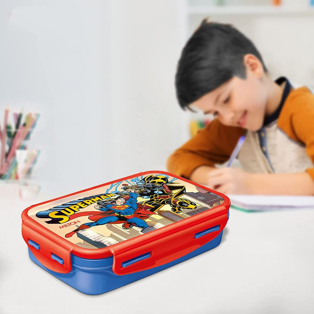 Milton Steely Prime Insulated Inner Stainless Steel Small Tiffin Box, 400 ml, with Inner Container, 80 ml and Spoon, Blue | Food Grade | Easy to Carry | Easy to Clean | Leak Proof | School Lunch Box