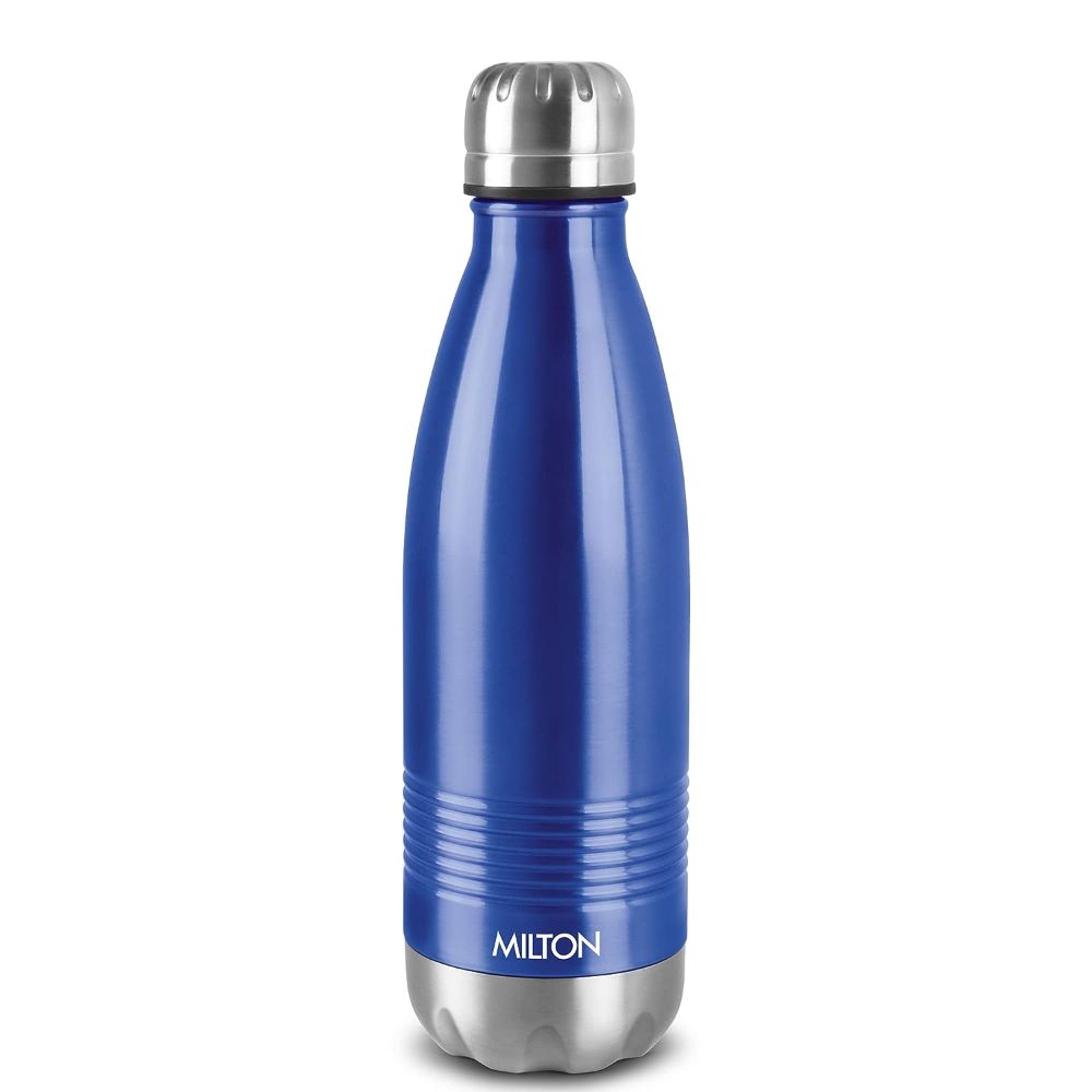 Milton Duo DLX 750 Thermosteel 24 Hours Hot and Cold Water Bottle, 1 Piece, 700 ml, Blue | Leak Proof | Office Bottle | Gym | Home | Kitchen | Hiking | Trekking | Travel Bottle