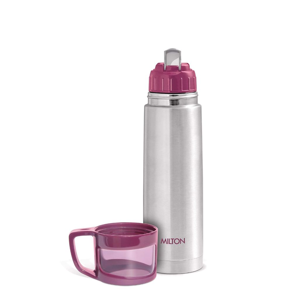 Milton Thermosteel Glassy Drinking Cup Lid, 500 ml, Pink