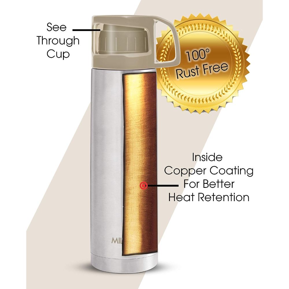 Milton Thermosteel Glassy Drinking Cup Lid, 750 ml, Grey
