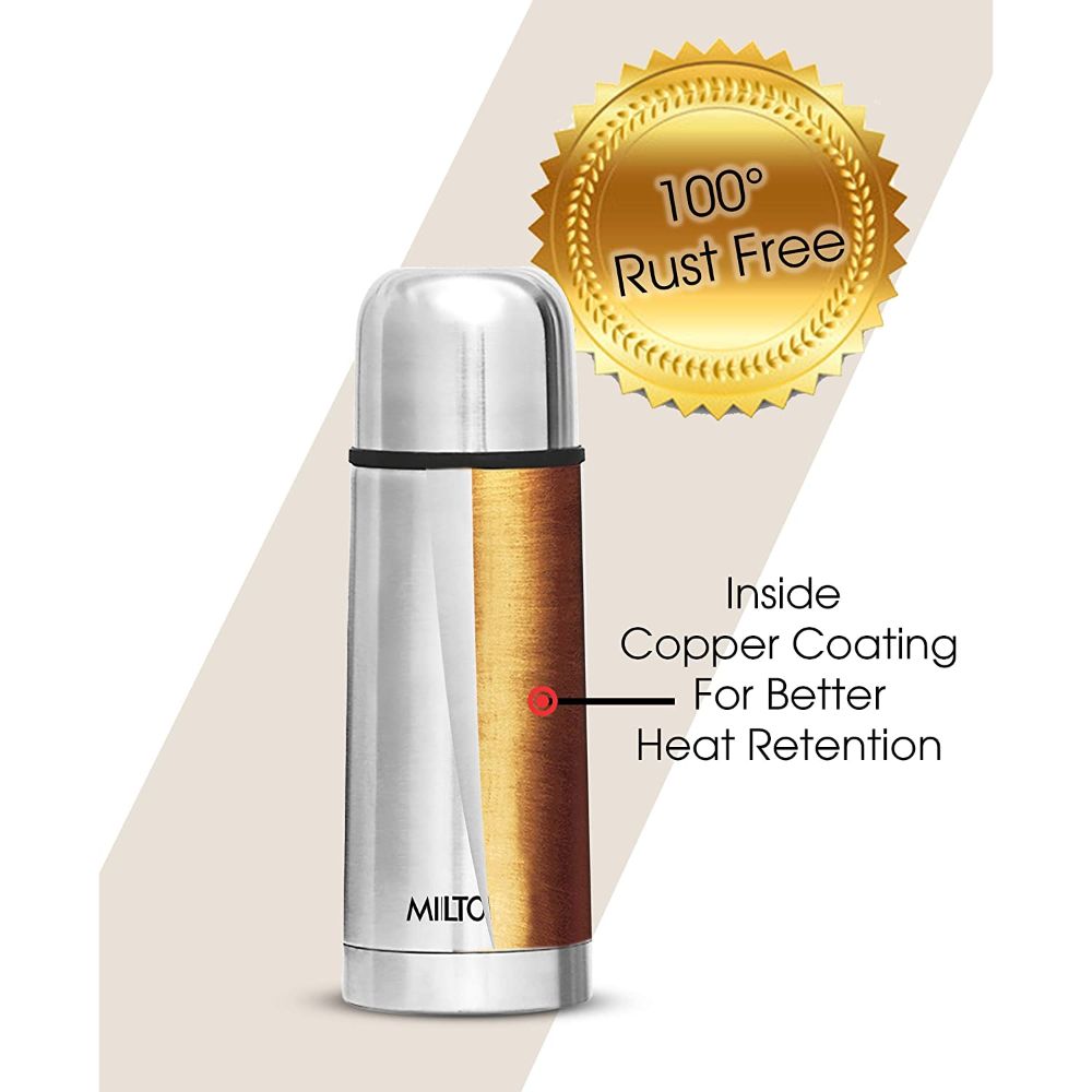 Milton Vacuum Flasks Thermosteel 350 ml, With Plain Lid ml, Steel Plain